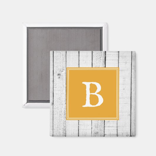 Marigold Rustic Monogram Magnet (Voorkant / Achterkant)