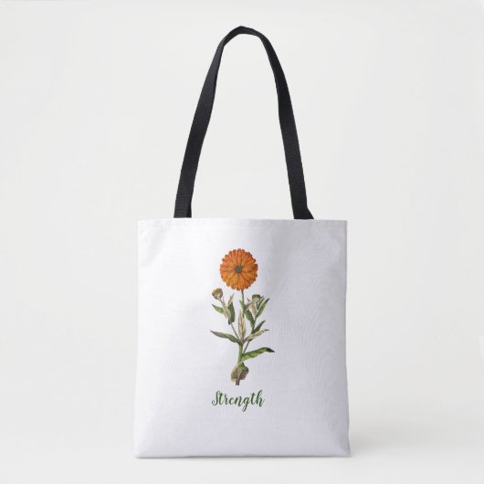 Marigold Sterkte Inspirerend Floral Canvas tas (Voorkant)