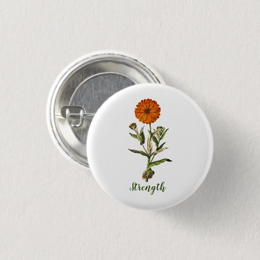 Marigold Sterkte Inspirerend Pin Button (Voorkant /achterkant)