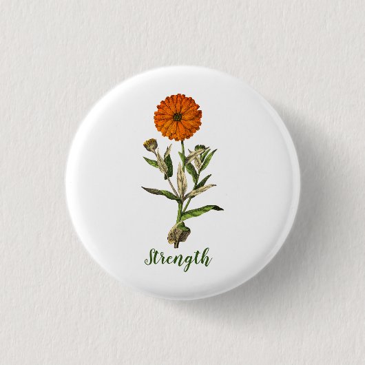 Marigold Sterkte Inspirerend Pin Button (Voorkant)