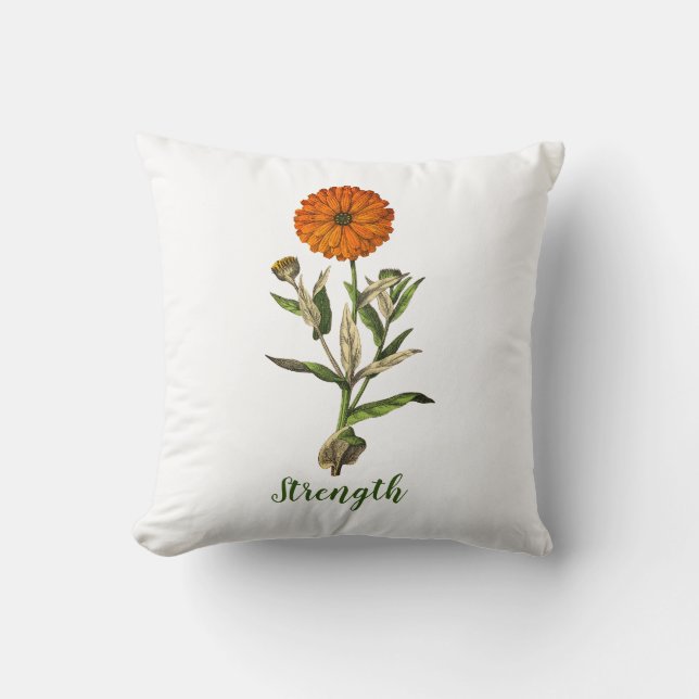 Marigold Sterkte Inspirerend Pin Button Kussen (Voorkant)