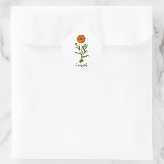 Marigold Sterkte Inspirerend Ronde Sticker (Tas)