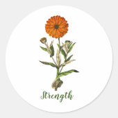 Marigold Sterkte Inspirerend Ronde Sticker (Voorkant)