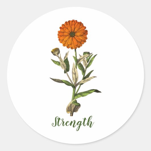 Marigold Sterkte Inspirerend Ronde Sticker (Voorkant)