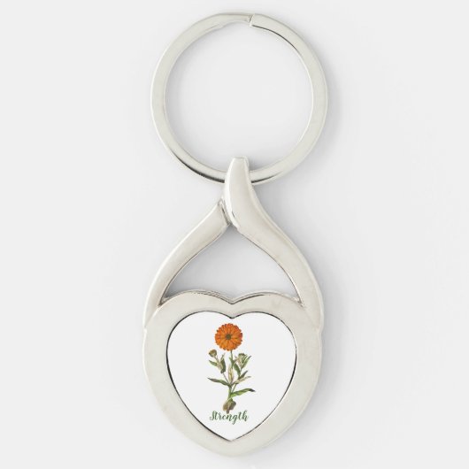Marigold Sterkte Inspirerend Sleutelhanger (Voorkant)