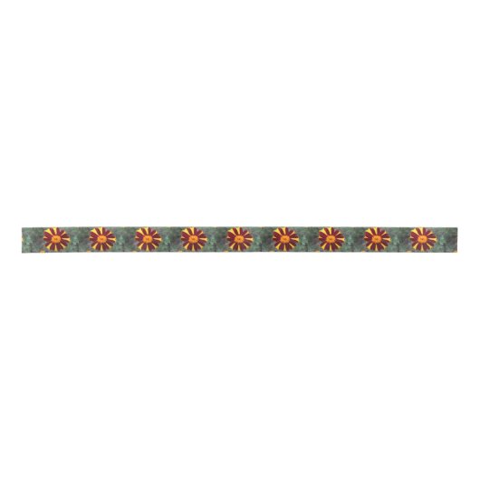 Marigold Velvet Rich Red Yellow Flower Satijnen Lint (Voorkant)