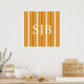 Marigold Victoriaans Lady Stripe met Monogram Poster (Keuken)