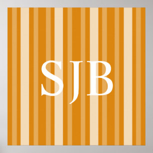Marigold Victoriaans Lady Stripe met Monogram Poster