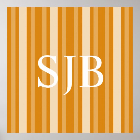 Marigold Victoriaans Lady Stripe met Monogram Poster (Voorkant)