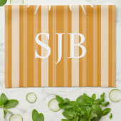 Marigold Victoriaans Stripe met Butterfly Monogram Theedoek (Gevouwen)