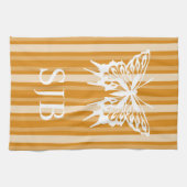 Marigold Victoriaans Stripe met Butterfly Monogram Theedoek (Horizontaal)