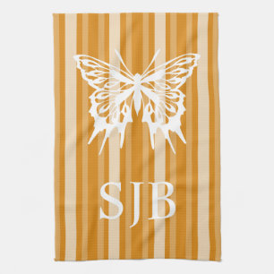 Marigold Victoriaans Stripe met Butterfly Monogram Theedoek