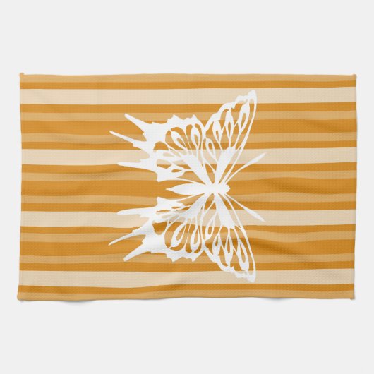 Marigold Victoriaans Stripe met vlinder Theedoek (Horizontaal)