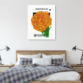 Marigold Vintage Seed Packet Canvas Afdruk (Insitu (Slaapkamer))