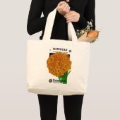 Marigold Vintage Seed Packet Grote Tote Bag (Voorkant (product))