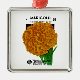 Marigold Vintage Seed Packet Metalen Ornament