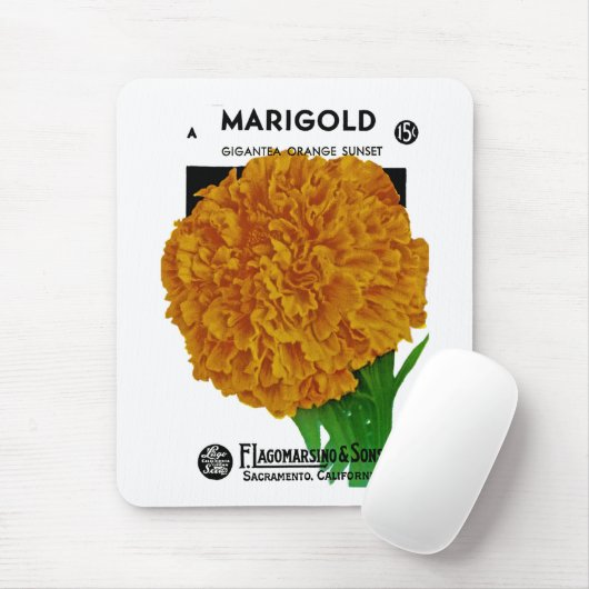Marigold Vintage Seed Packet Muismat (Met muis)