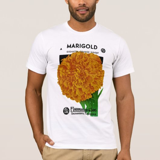Marigold Vintage Seed Packet T-shirt (Voorkant)