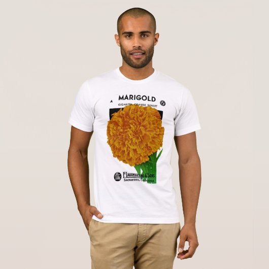 Marigold Vintage Seed Packet T-shirt (Voorkant volledig)