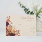 Marigold & Warm Sinaasappel Rustiek Boho Herfst Bl RSVP Kaartje (Staand voorkant)