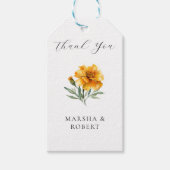Marigold Wedding Elegant Watercolor Floral Yellow  Cadeaulabel (Voorkant)