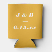 Marigold Yellow Bold Italic Monogram Wedding Favor Blikjeskoeler (Voorkant)