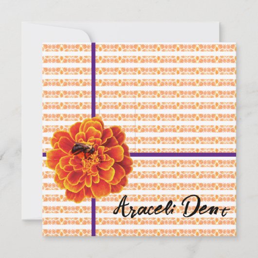 Marigolds en Bee Wenskaart Kaart (Voorkant)