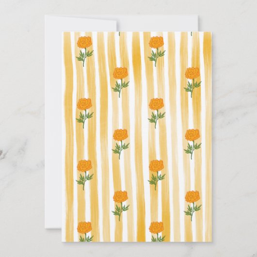 Marigolds gele strepen Haldi Indiase bruiloft Kaart (Achterkant)