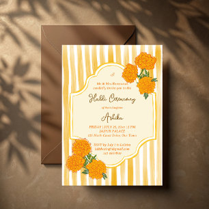 Marigolds gele strepen Haldi Indiase bruiloft Kaart