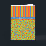 Marigolds Stripes Oktober Birthday Daughter-in-law Kaart<br><div class="desc">Een gekleurde oktober-Kaart voor een schoondochter met heldere strepen in Scarlet,  Oranje,  Geel,  Blauw en Groen,  voorzien van een bijpassend bloempatroon van Marigolds. Een deel van het collectie van Posh & Painterly 'Marigold Medley'.</div>