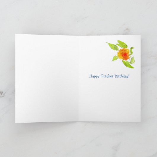 Marigolds Stripes, Oktober Verjaardag voor Godmoth Kaart (Binnen)