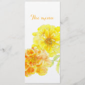 Marigolds stylized art bruiloft menu (Voorkant)