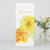 Marigolds stylized art bruiloft menu (Staand voorkant)