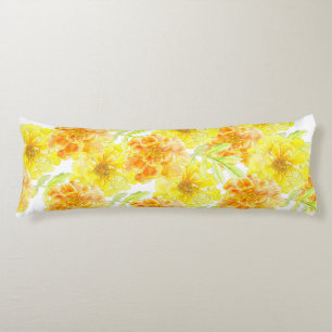 Marigolds waterverf kunstpatroon lang lichaam kuss lichaamskussen