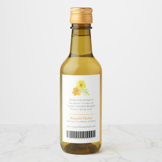 Marigolproduct ingrediënten en streepjescode-etike wijn etiket (Voorkant)