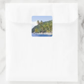 Marigot Bay, Saint Lucia, Caribisch gebied Vierkante Sticker (Tas)