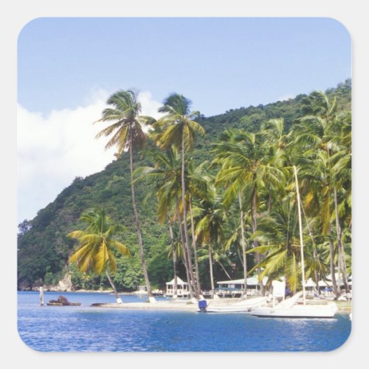Marigot Bay, Saint Lucia, Caribisch gebied Vierkante Sticker (Voorkant)