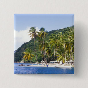 Marigot Bay, St. Lucia, Caribisch gebied Vierkante Button 5,1 Cm