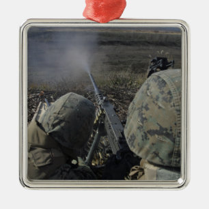 Marijnen branden een pistool M2 50 kaliber machine Metalen Ornament