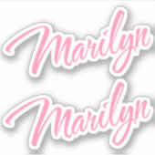 Marilyn Decoratieve Naam in Roze x2 Sticker (Voorkant)