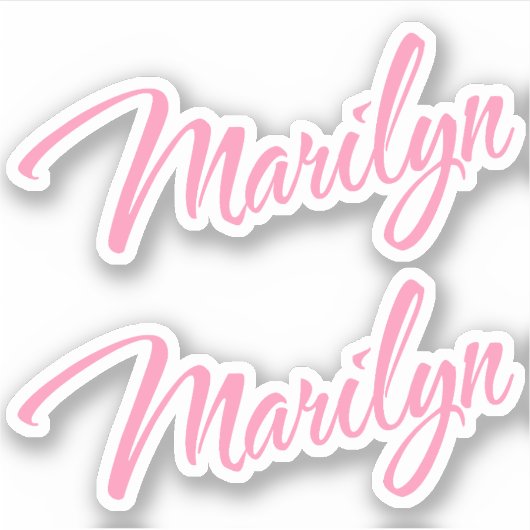 Marilyn Decoratieve Naam in Roze x2 Sticker (Voorkant)