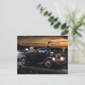 Marilyn en Elvis met Kerstmis Joy Ride Feestdagenkaart (Staand voorkant)
