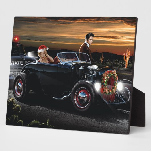 Marilyn en Elvis met Kerstmis Joy Ride Fotoplaat (Zijkant)