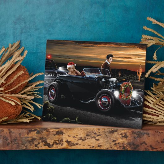 Marilyn en Elvis met Kerstmis Joy Ride Fotoplaat (Zijkant)
