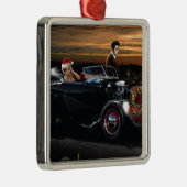 Marilyn en Elvis met Kerstmis Joy Ride Metalen Ornament (Rechts)