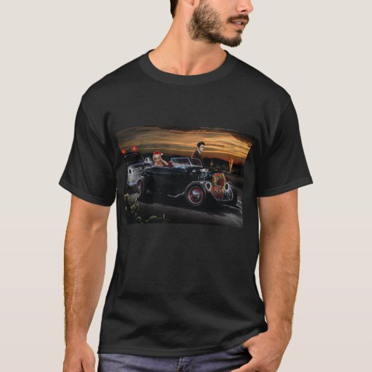 Marilyn en Elvis met Kerstmis Joy Ride T-shirt (Voorkant)