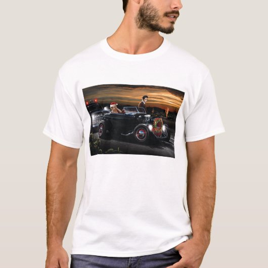 Marilyn en Elvis met Kerstmis Joy Ride T-shirt (Voorkant)