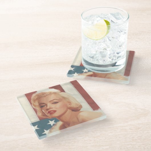 Marilyn Flag Glazen Onderzetter (Schuin)
