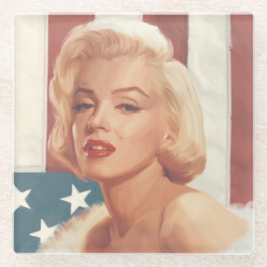 Marilyn Flag Glazen Onderzetter (Voorkant)