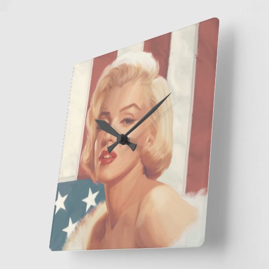 Marilyn Flag Vierkante Klok (Hoek)